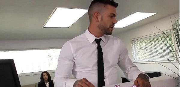  Babe cuckolds in office for cum from bbc